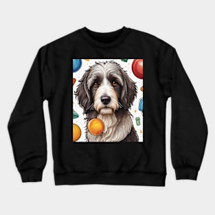 Bearded Collie With Toys Pattern Crewneck Sweatshirt